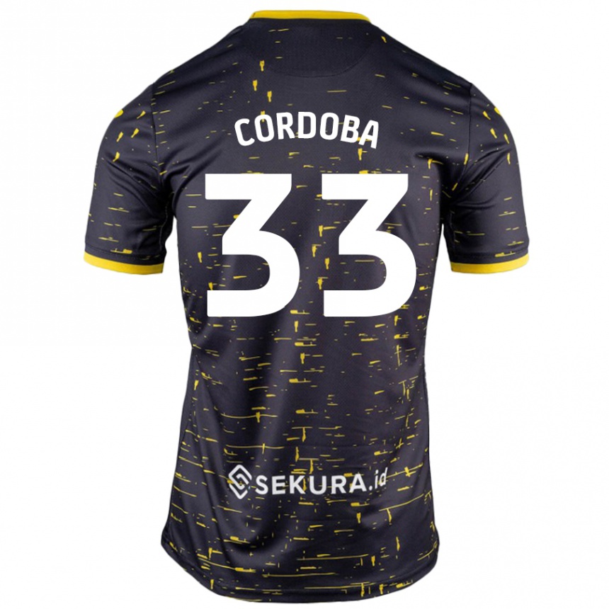 Kids Football José Córdoba #33 Black Yellow Away Jersey 2024/25 T-Shirt Uk