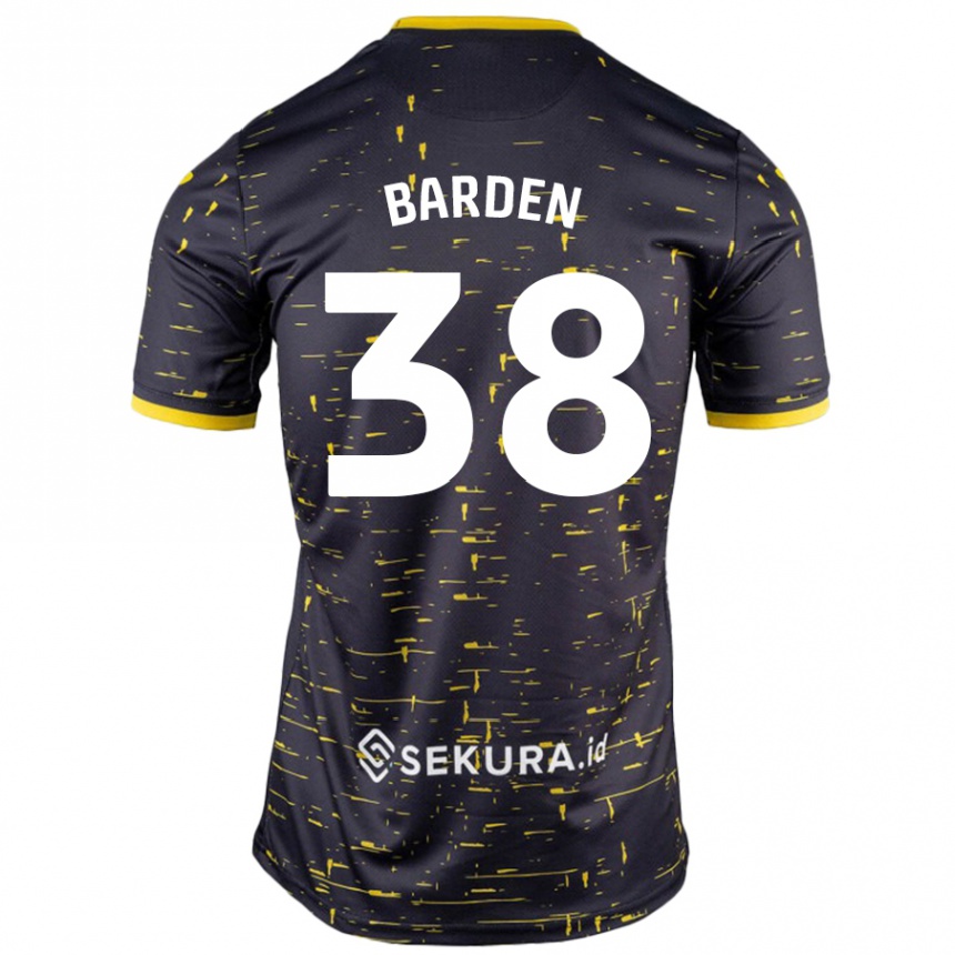 Kids Football Daniel Barden #38 Black Yellow Away Jersey 2024/25 T-Shirt Uk