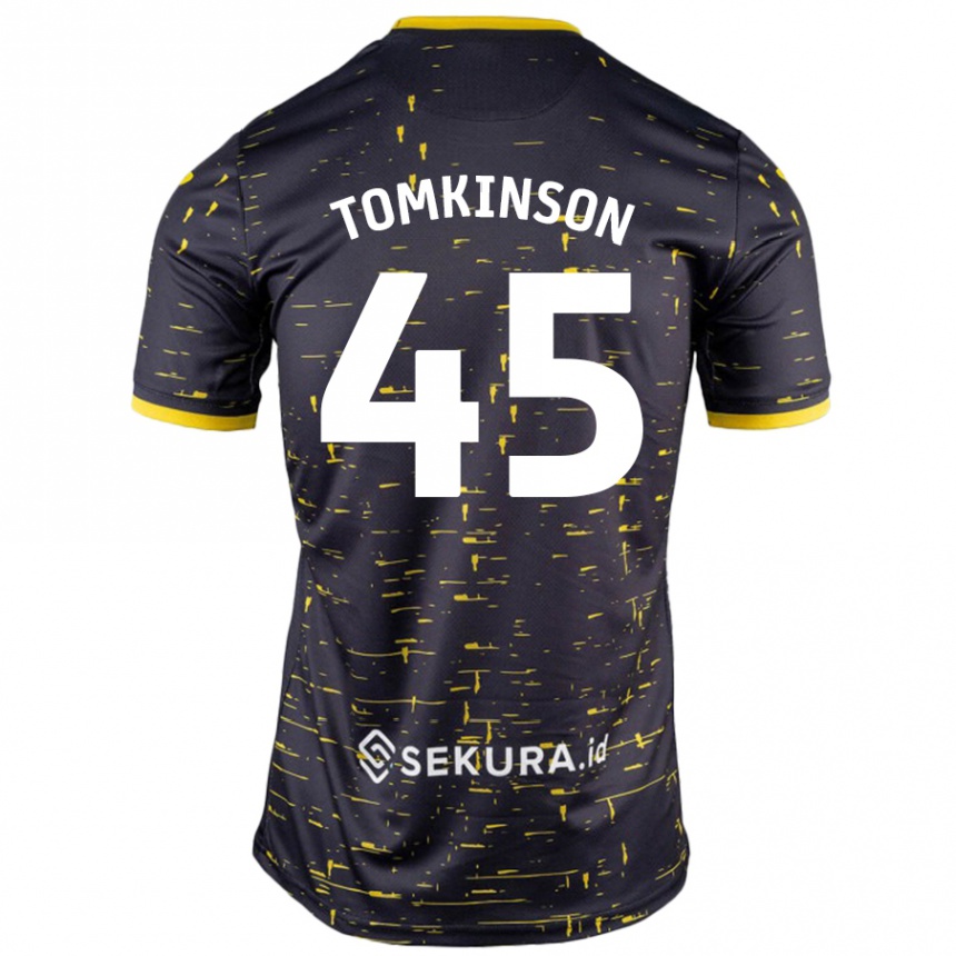 Kids Football Jonathan Tomkinson #45 Black Yellow Away Jersey 2024/25 T-Shirt Uk