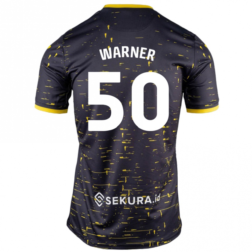 Kids Football Jaden Warner #50 Black Yellow Away Jersey 2024/25 T-Shirt Uk