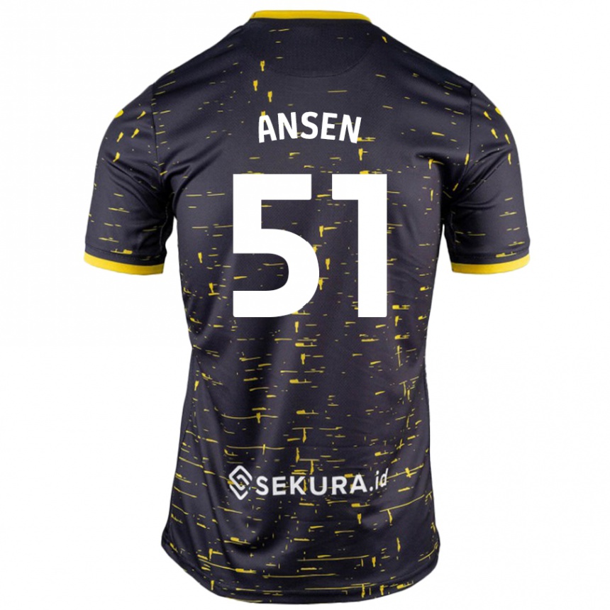 Kids Football Caleb Ansen #51 Black Yellow Away Jersey 2024/25 T-Shirt Uk