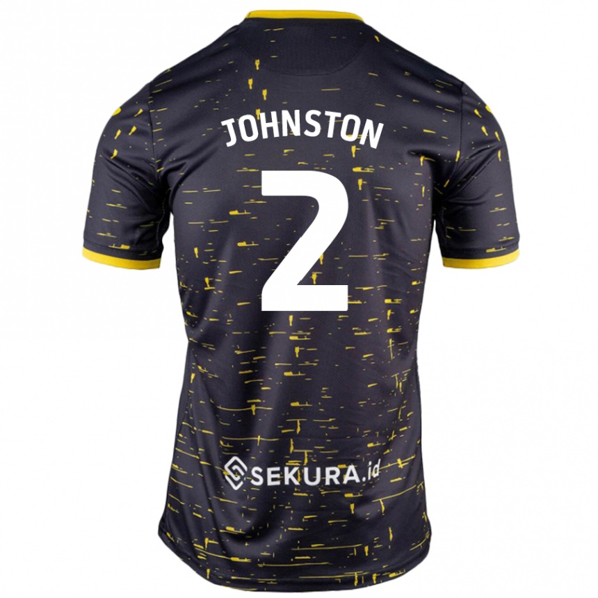 Kids Football Chardonnay Johnston #2 Black Yellow Away Jersey 2024/25 T-Shirt Uk