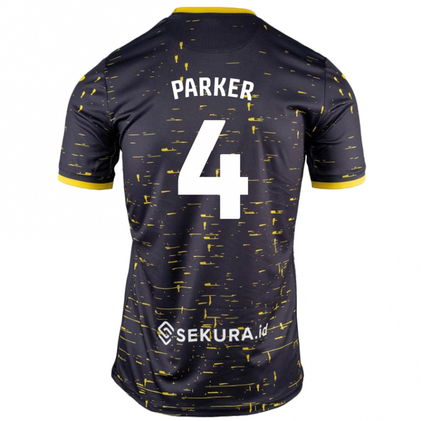 Kids Football Alice Parker #4 Black Yellow Away Jersey 2024/25 T-Shirt Uk