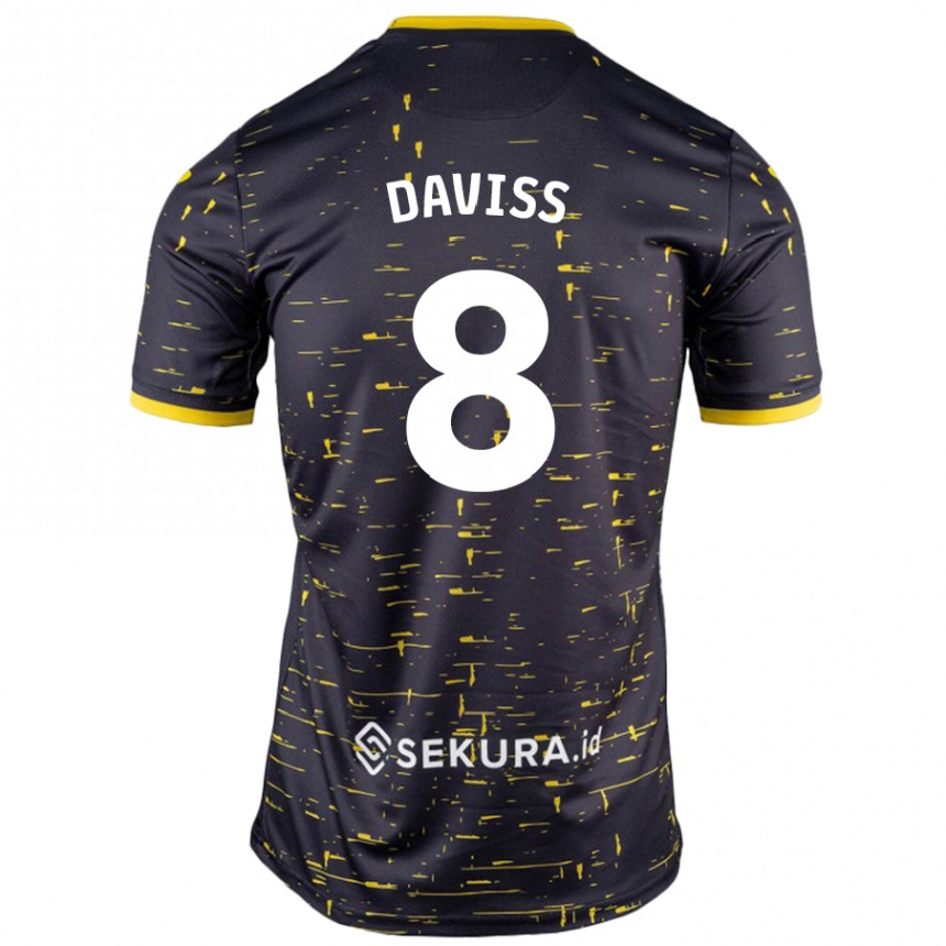 Kids Football Millie Daviss #8 Black Yellow Away Jersey 2024/25 T-Shirt Uk