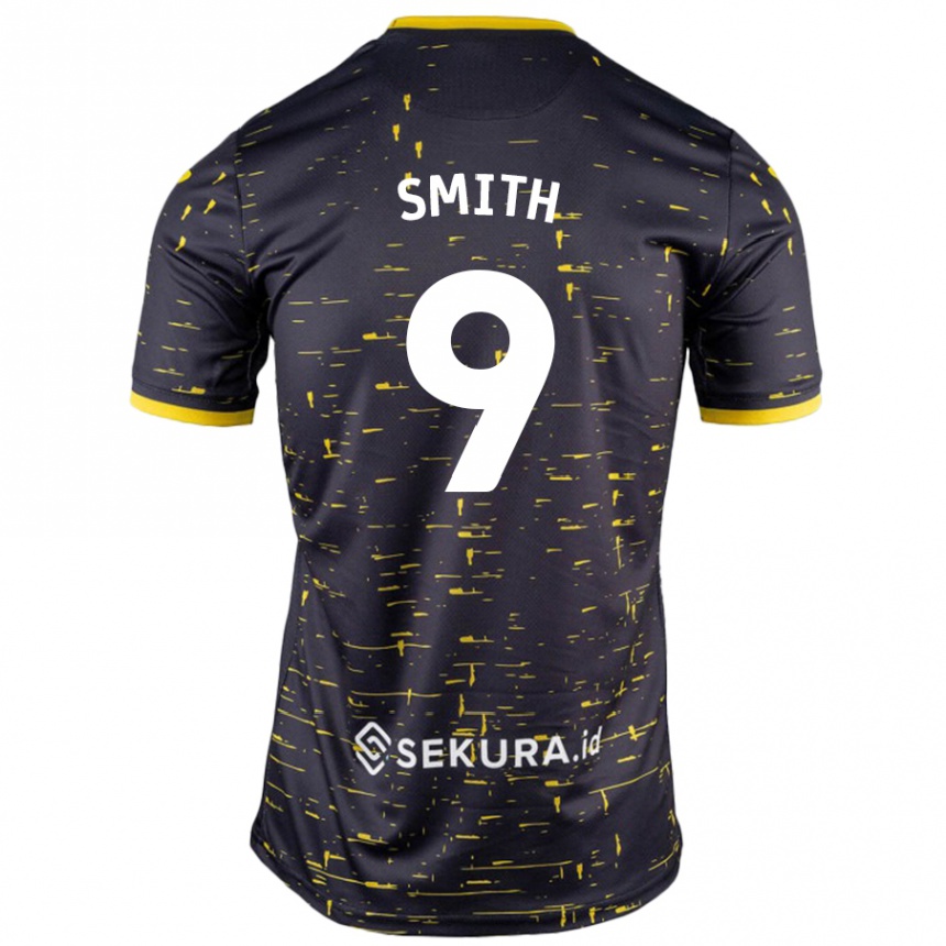 Kids Football Ellie Smith #9 Black Yellow Away Jersey 2024/25 T-Shirt Uk