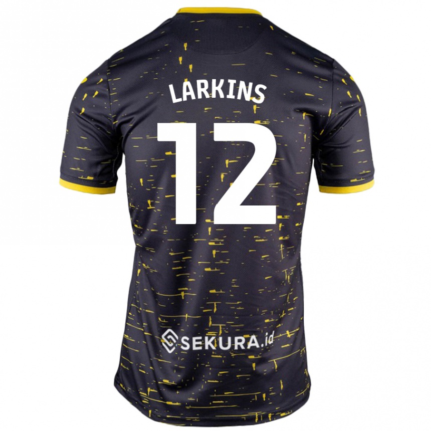 Kids Football Anna Larkins #12 Black Yellow Away Jersey 2024/25 T-Shirt Uk