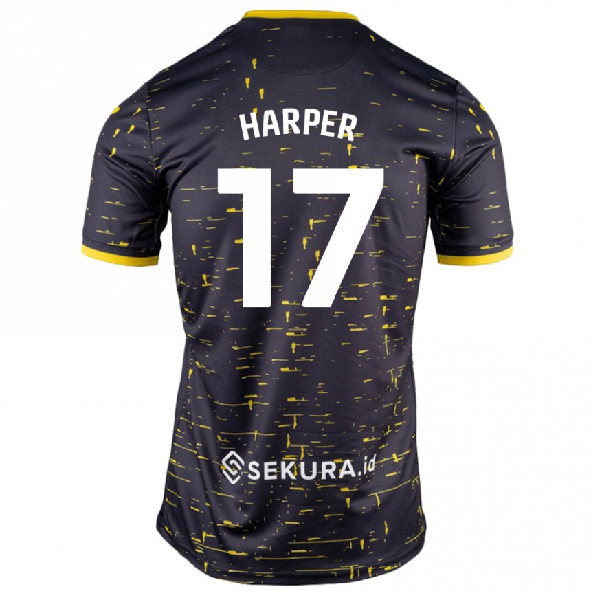 Kids Football Jess Harper #17 Black Yellow Away Jersey 2024/25 T-Shirt Uk