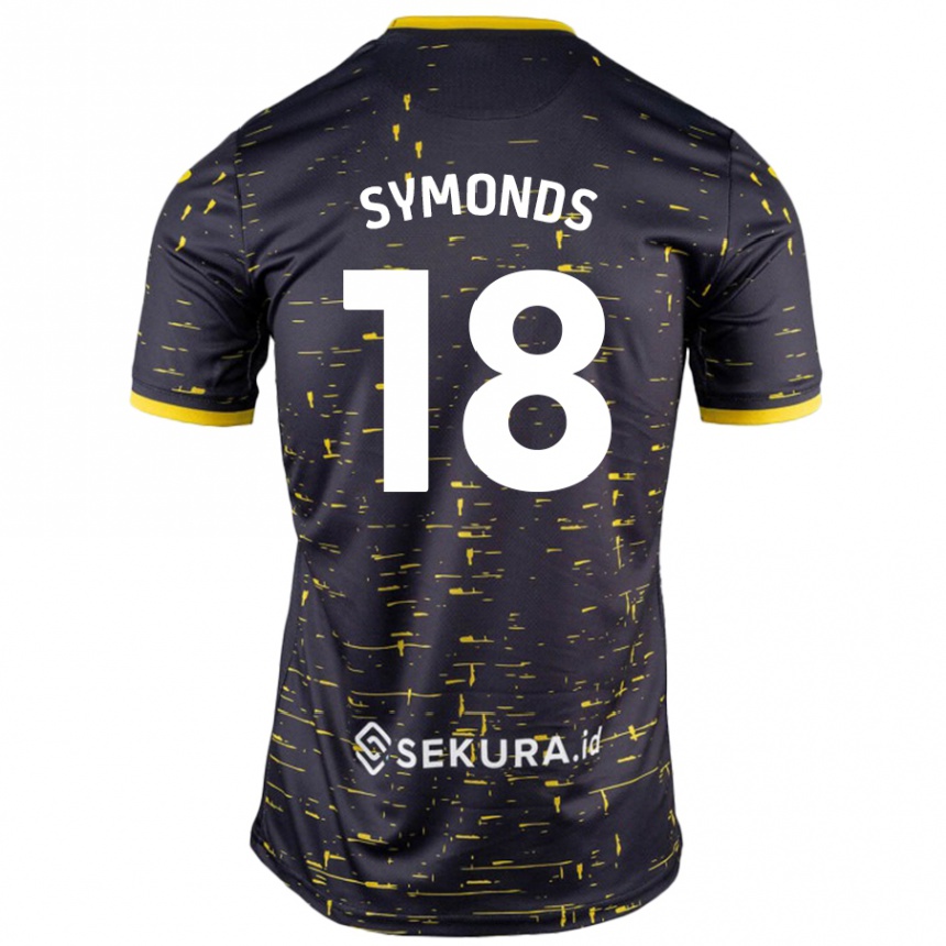 Kids Football Freya Symonds #18 Black Yellow Away Jersey 2024/25 T-Shirt Uk