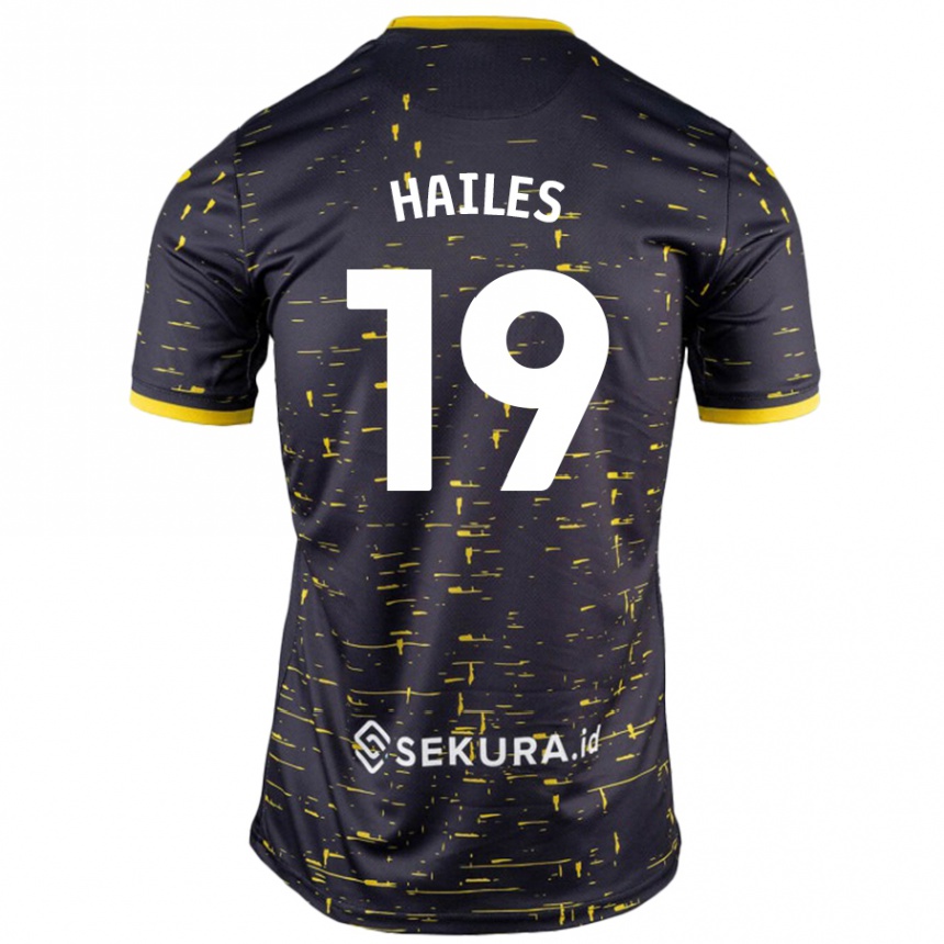 Kids Football Lauren Hailes #19 Black Yellow Away Jersey 2024/25 T-Shirt Uk