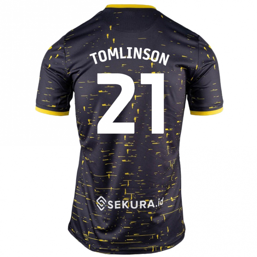 Kids Football Lauren Tomlinson #21 Black Yellow Away Jersey 2024/25 T-Shirt Uk