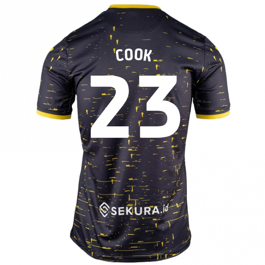 Kids Football Olivia Cook #23 Black Yellow Away Jersey 2024/25 T-Shirt Uk