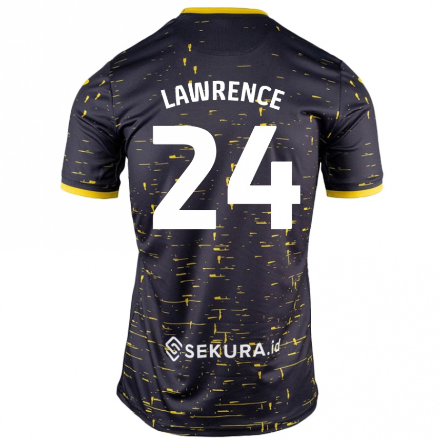 Kids Football Rachel Lawrence #24 Black Yellow Away Jersey 2024/25 T-Shirt Uk