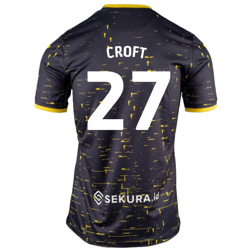 Kids Football Mary Croft #27 Black Yellow Away Jersey 2024/25 T-Shirt Uk