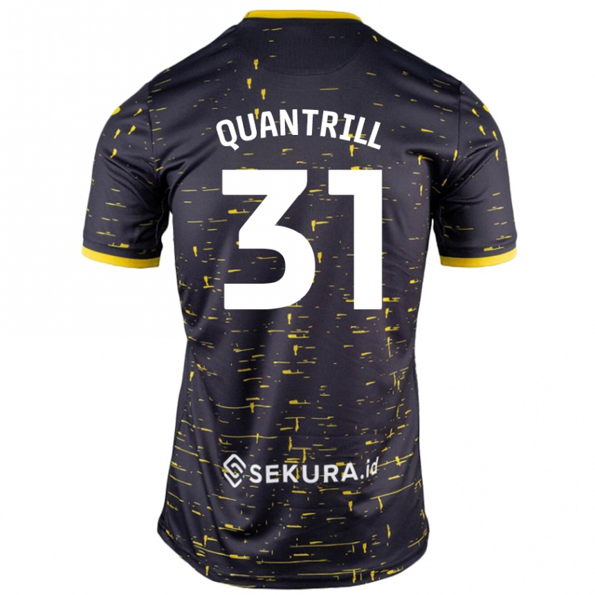 Kids Football Sarah Quantrill #31 Black Yellow Away Jersey 2024/25 T-Shirt Uk