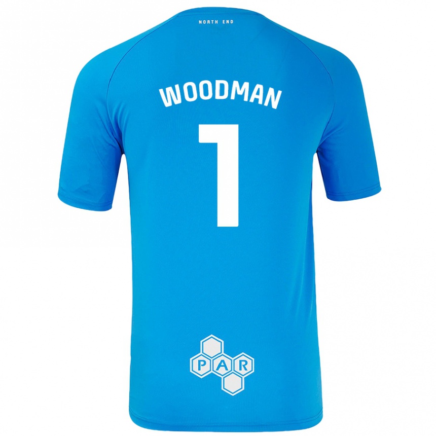 Kids Football Freddie Woodman #1 Sky Blue Away Jersey 2024/25 T-Shirt Uk