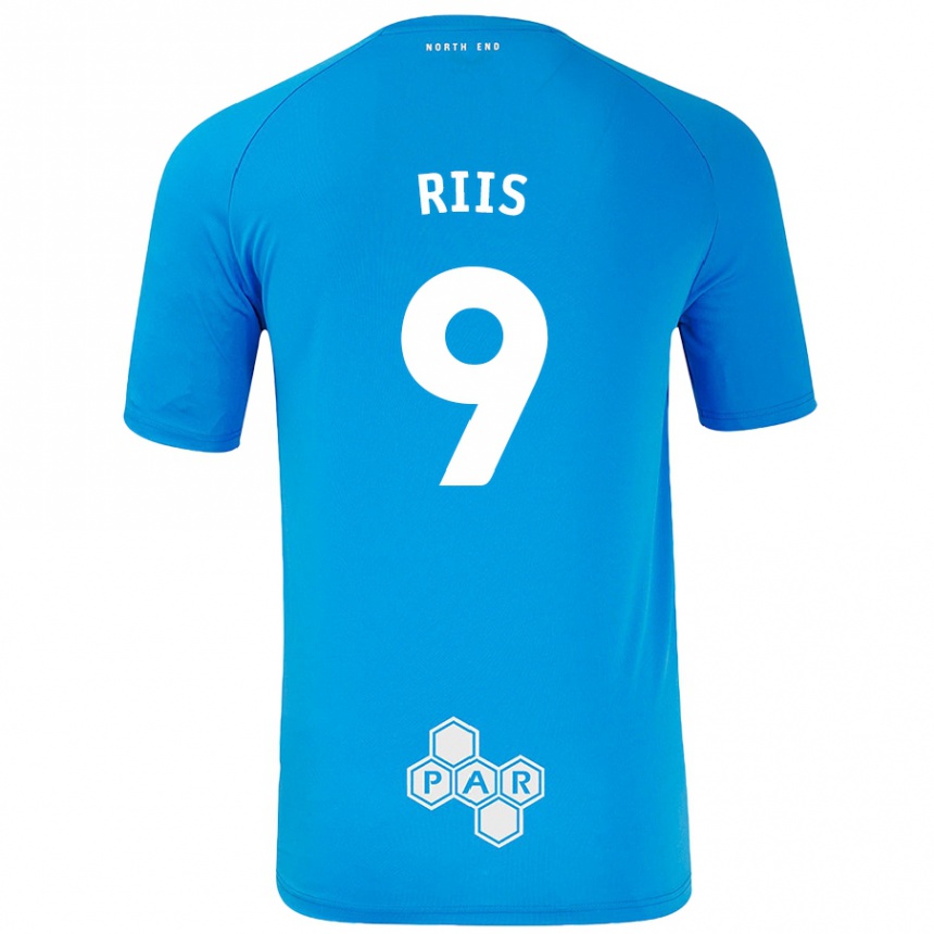 Kids Football Emil Riis #9 Sky Blue Away Jersey 2024/25 T-Shirt Uk