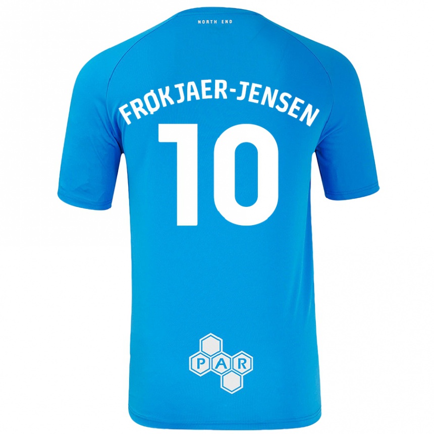 Kids Football Mads Frøkjaer-Jensen #10 Sky Blue Away Jersey 2024/25 T-Shirt Uk