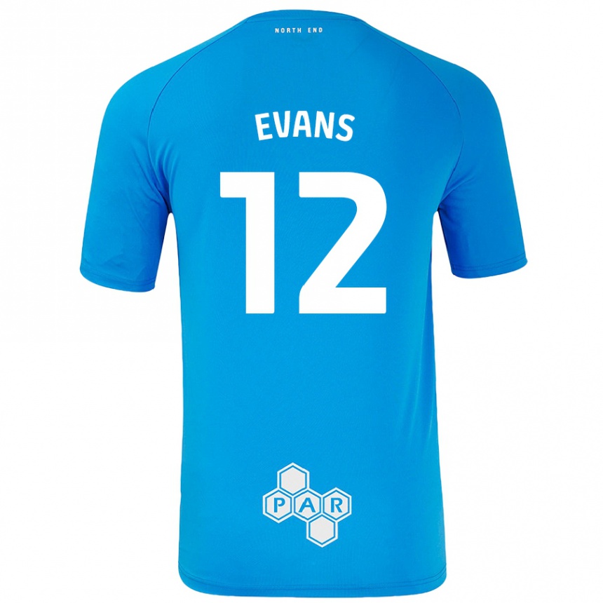 Kids Football Ched Evans #12 Sky Blue Away Jersey 2024/25 T-Shirt Uk