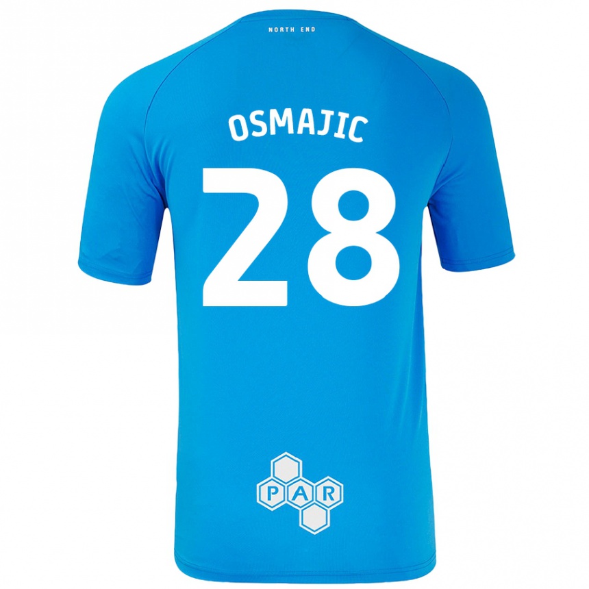 Kids Football Milutin Osmajic #28 Sky Blue Away Jersey 2024/25 T-Shirt Uk