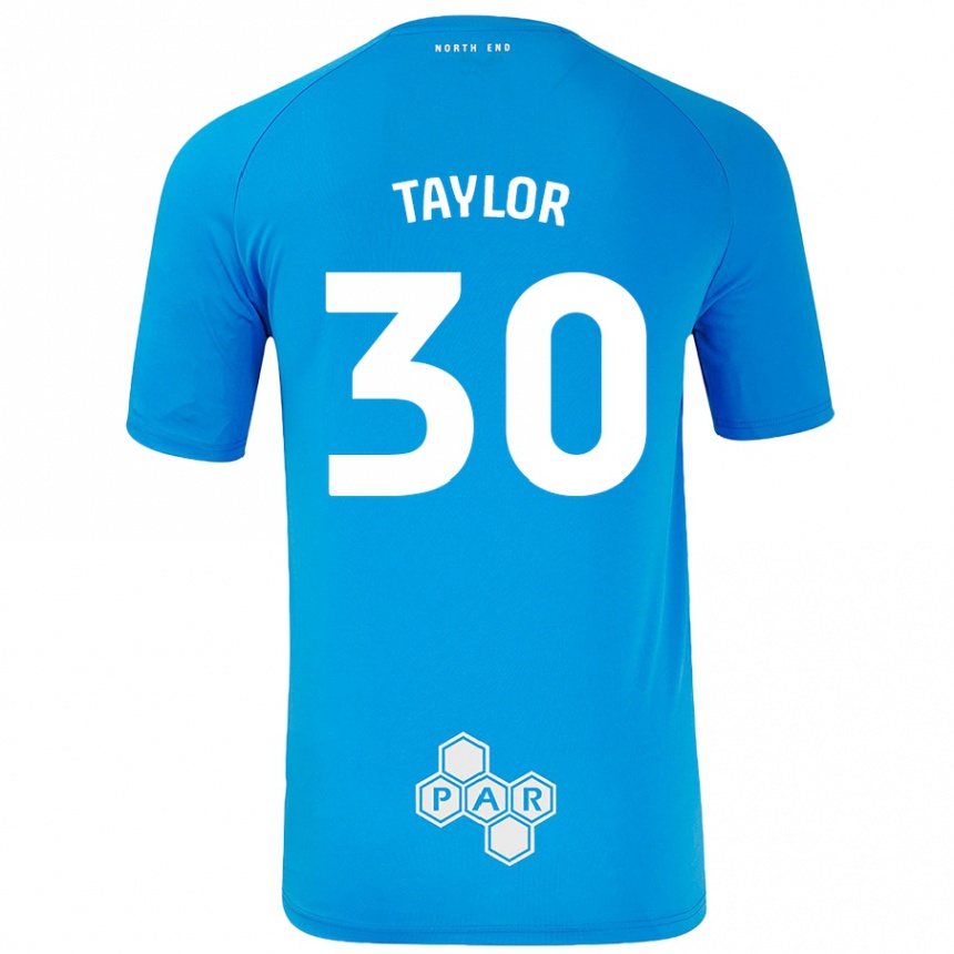 Kids Football Kian Taylor #30 Sky Blue Away Jersey 2024/25 T-Shirt Uk