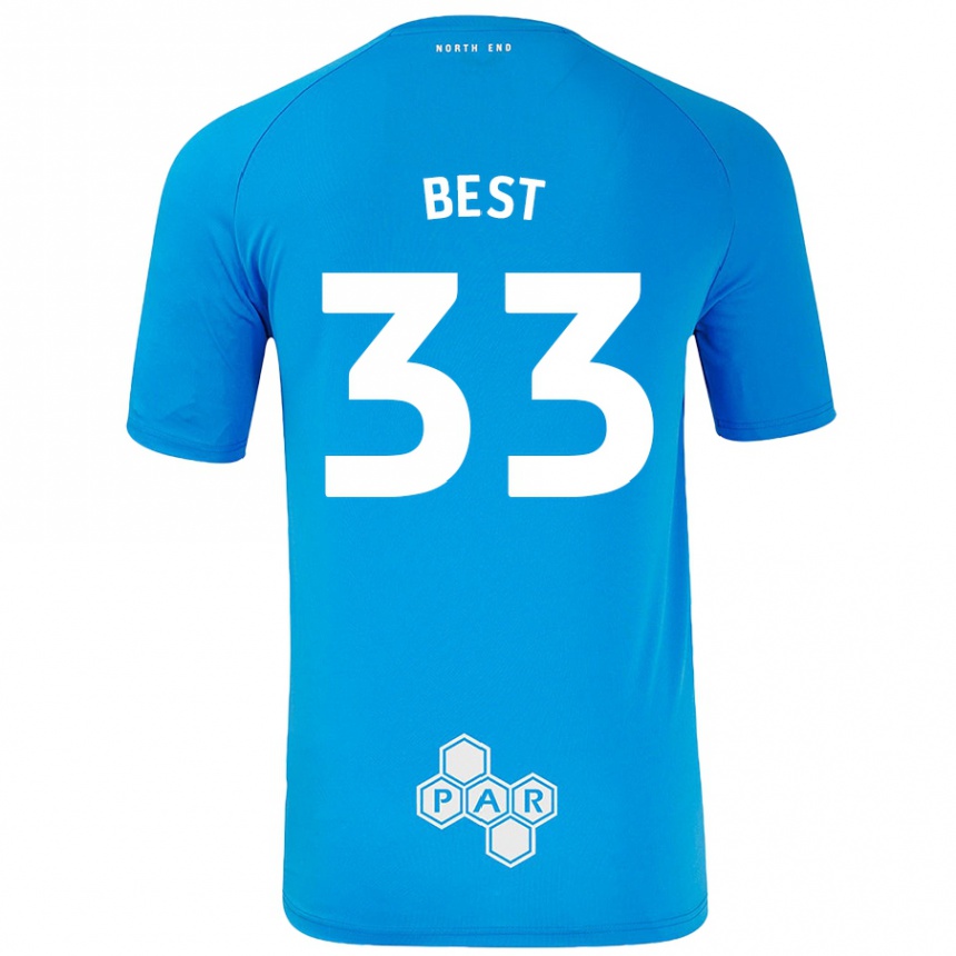 Kids Football Kian Best #33 Sky Blue Away Jersey 2024/25 T-Shirt Uk