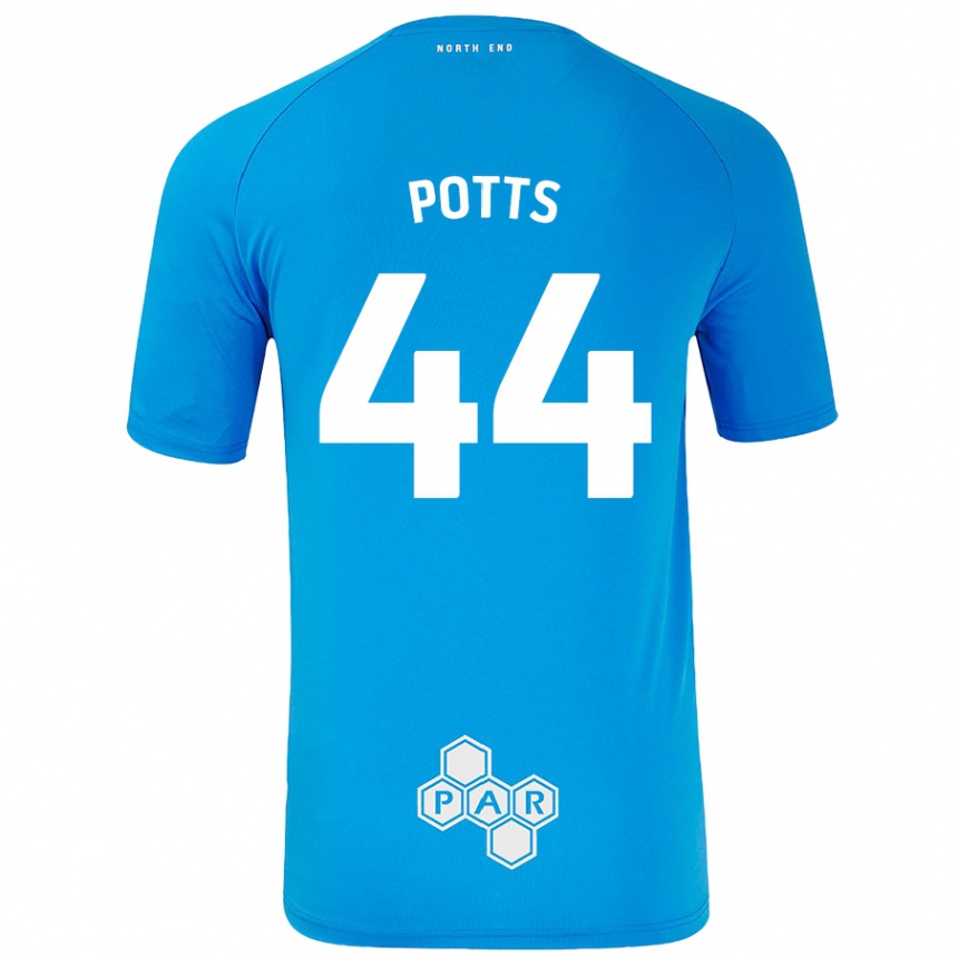 Kids Football Brad Potts #44 Sky Blue Away Jersey 2024/25 T-Shirt Uk