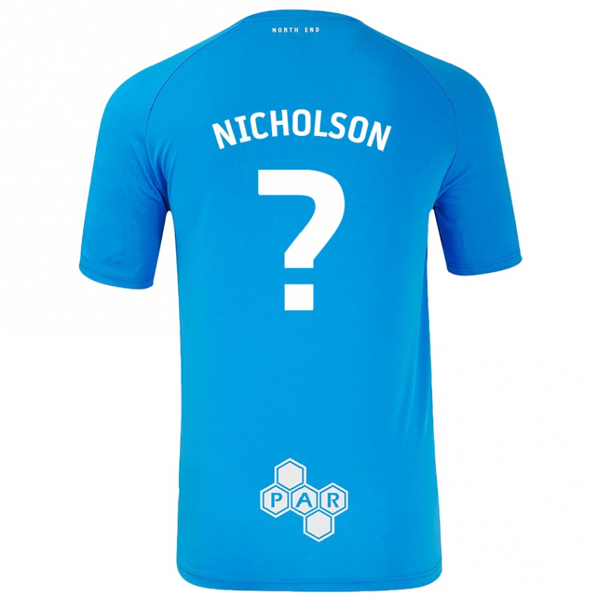 Kids Football Joseph Nicholson #0 Sky Blue Away Jersey 2024/25 T-Shirt Uk