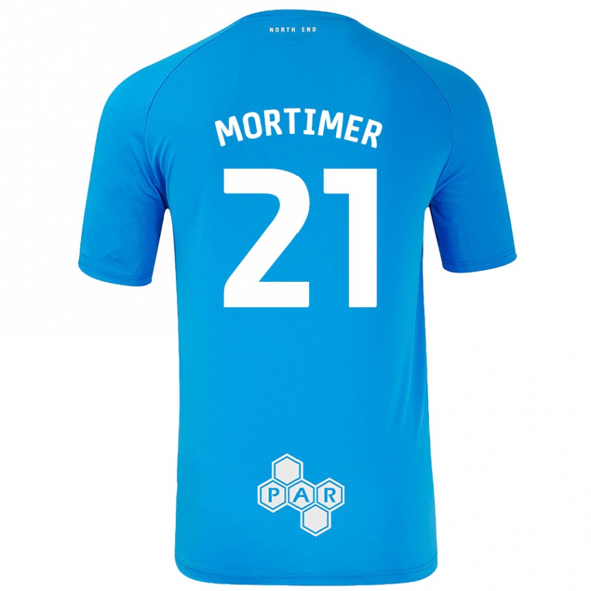 Kids Football Jodie Mortimer #21 Sky Blue Away Jersey 2024/25 T-Shirt Uk