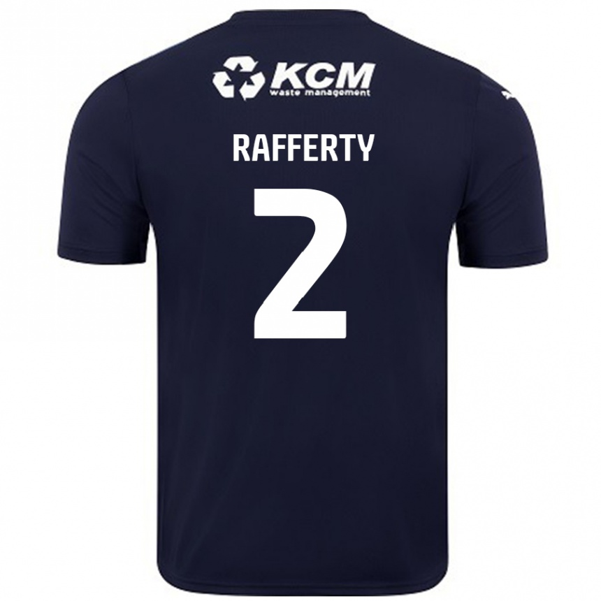 Kids Football Joe Rafferty #2 Navy Blue Away Jersey 2024/25 T-Shirt Uk