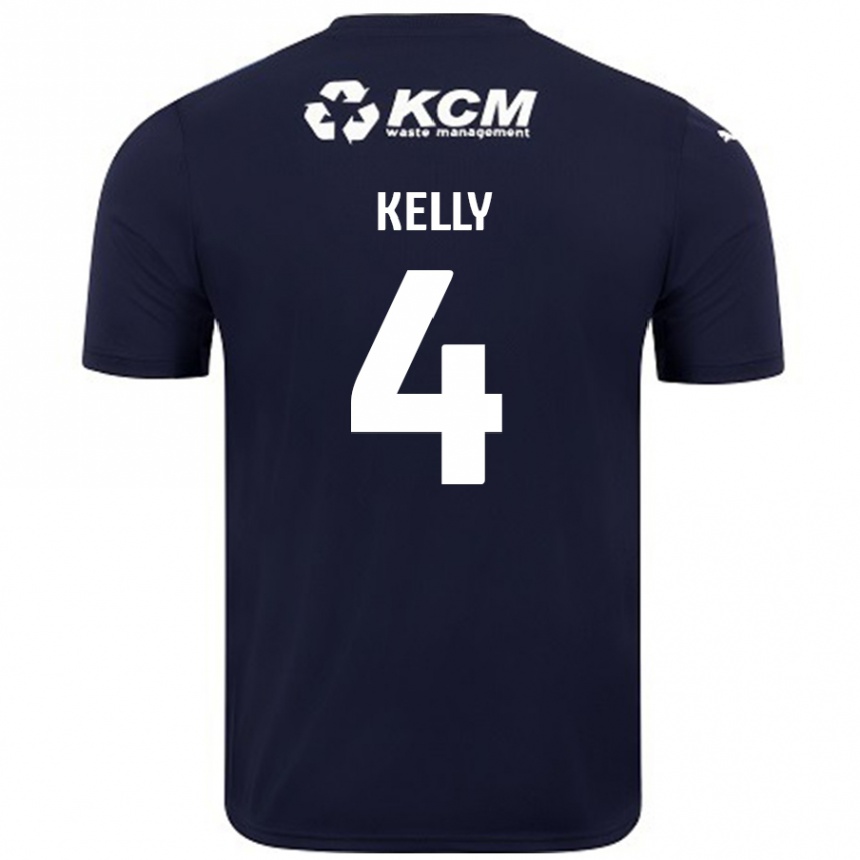 Kids Football Liam Kelly #4 Navy Blue Away Jersey 2024/25 T-Shirt Uk