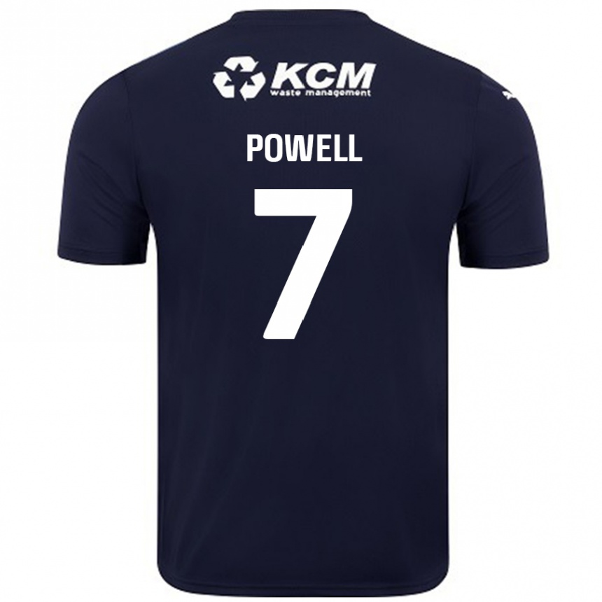 Kids Football Joe Powell #7 Navy Blue Away Jersey 2024/25 T-Shirt Uk