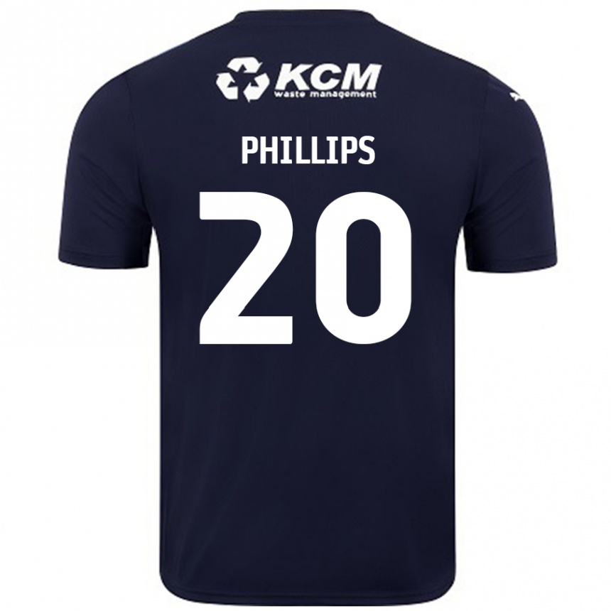 Kids Football Dillon Phillips #20 Navy Blue Away Jersey 2024/25 T-Shirt Uk