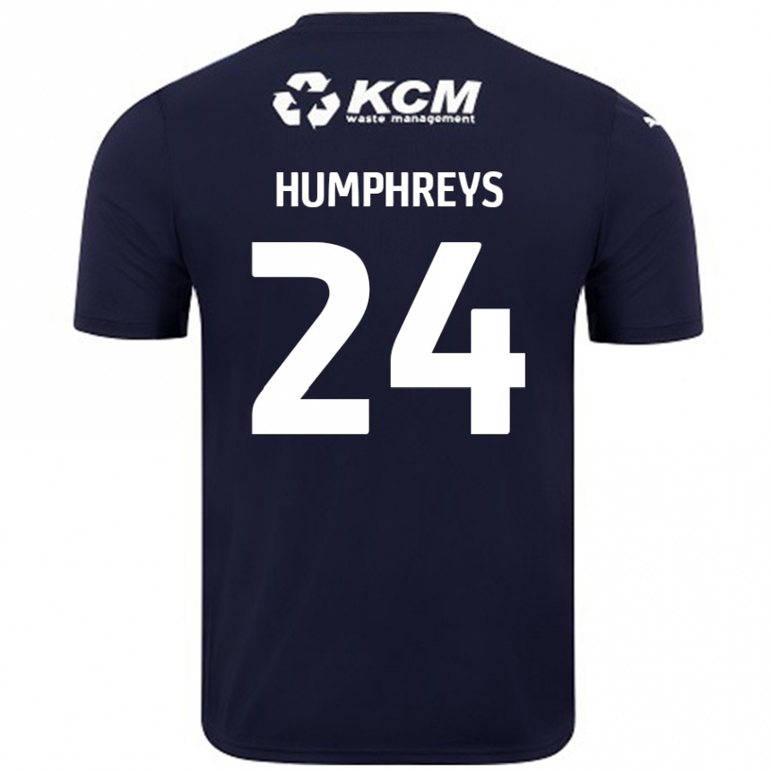 Kids Football Cameron Humphreys #24 Navy Blue Away Jersey 2024/25 T-Shirt Uk