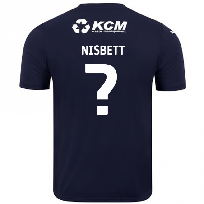 Kids Football Kanye Nisbett #0 Navy Blue Away Jersey 2024/25 T-Shirt Uk