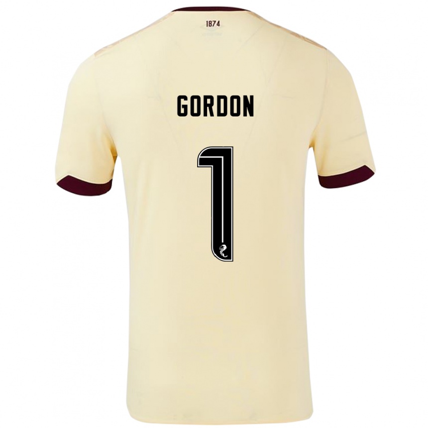 Kids Football Craig Gordon #1 Cream Burgundy Away Jersey 2024/25 T-Shirt Uk