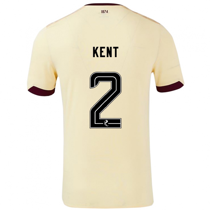 Kids Football Frankie Kent #2 Cream Burgundy Away Jersey 2024/25 T-Shirt Uk