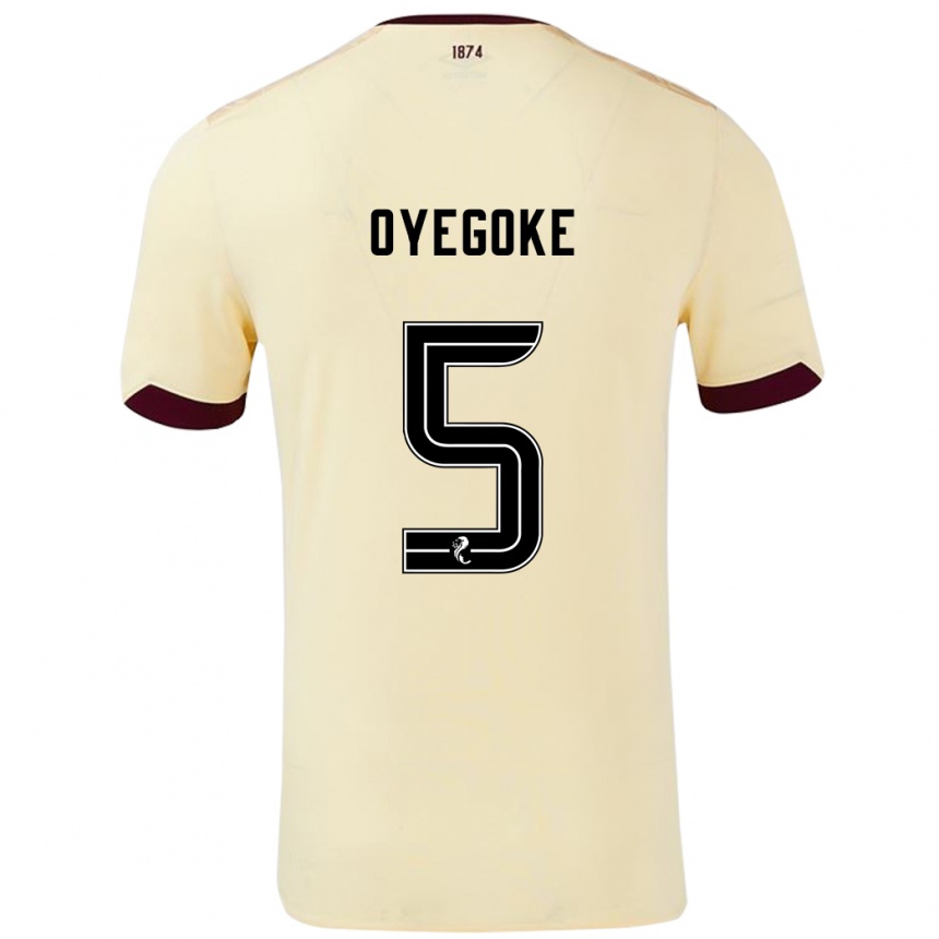 Kids Football Daniel Oyegoke #5 Cream Burgundy Away Jersey 2024/25 T-Shirt Uk