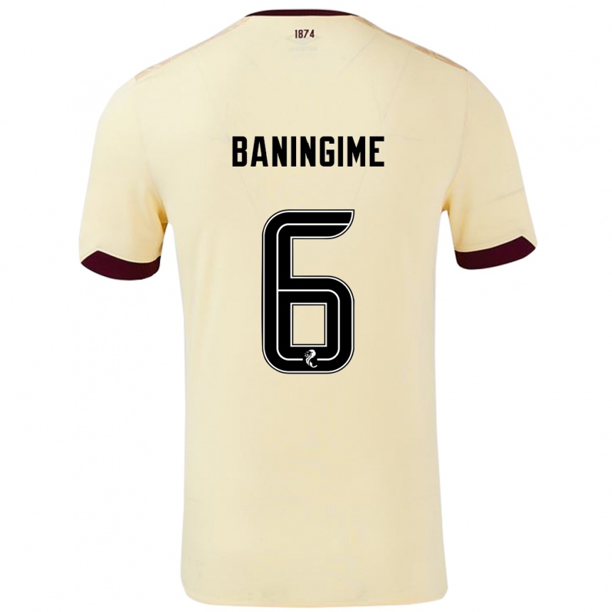 Kids Football Beni Baningime #6 Cream Burgundy Away Jersey 2024/25 T-Shirt Uk