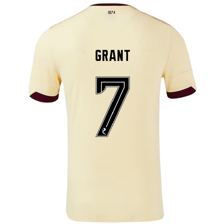 Kids Football Jorge Grant #7 Cream Burgundy Away Jersey 2024/25 T-Shirt Uk