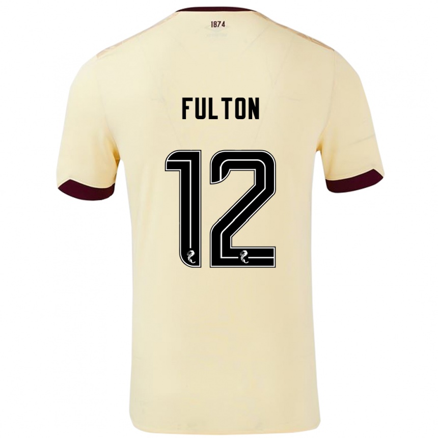 Kids Football Ryan Fulton #12 Cream Burgundy Away Jersey 2024/25 T-Shirt Uk