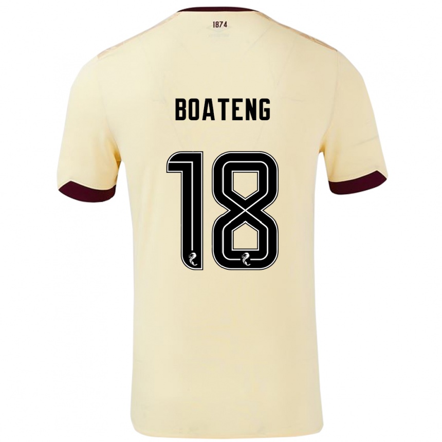 Kids Football Malachi Boateng #18 Cream Burgundy Away Jersey 2024/25 T-Shirt Uk