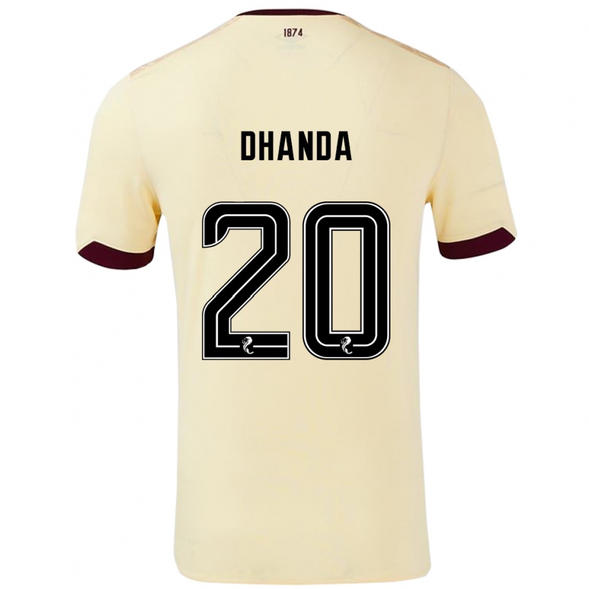 Kids Football Yan Dhanda #20 Cream Burgundy Away Jersey 2024/25 T-Shirt Uk