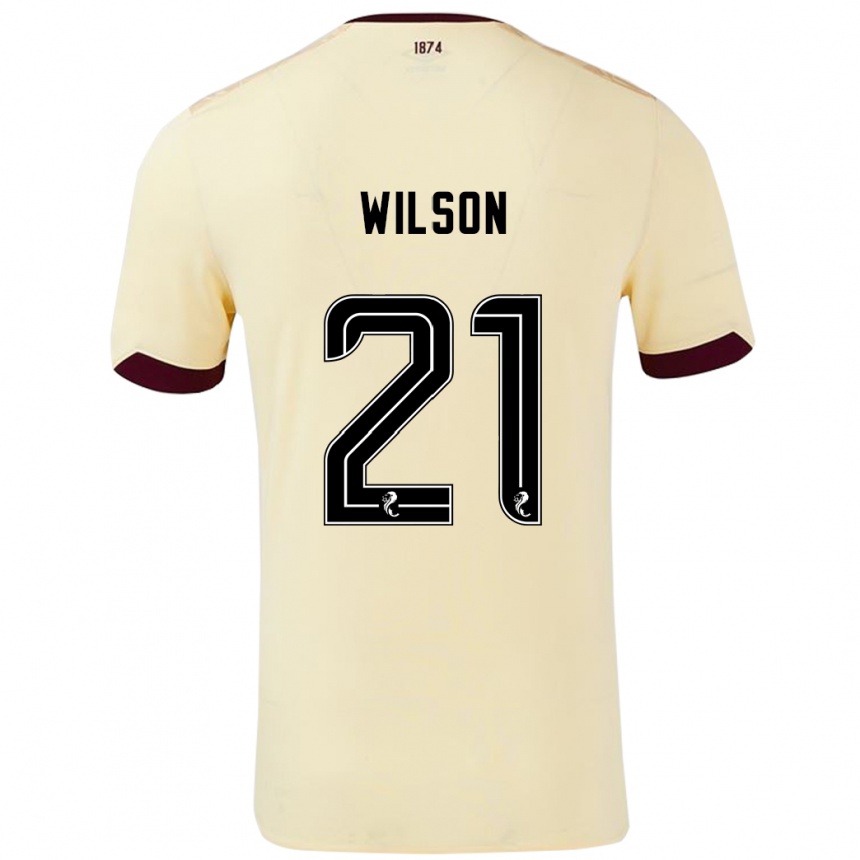 Kids Football James Wilson #21 Cream Burgundy Away Jersey 2024/25 T-Shirt Uk