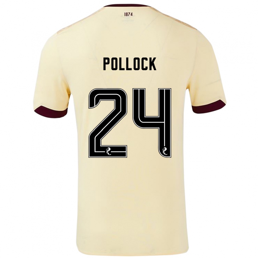 Kids Football Finlay Pollock #24 Cream Burgundy Away Jersey 2024/25 T-Shirt Uk