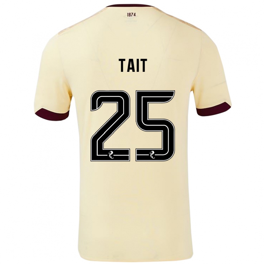 Kids Football Macaulay Tait #25 Cream Burgundy Away Jersey 2024/25 T-Shirt Uk