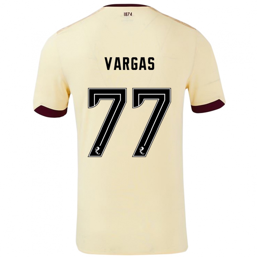 Kids Football Kenneth Vargas #77 Cream Burgundy Away Jersey 2024/25 T-Shirt Uk