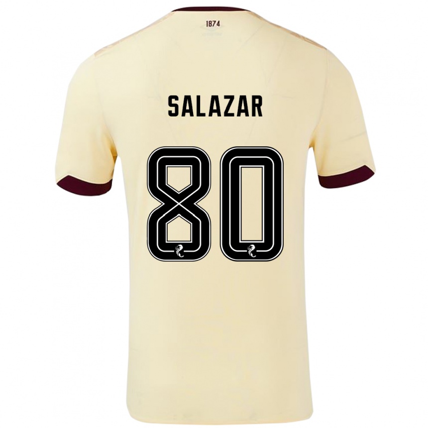 Kids Football Andrés Salazar #80 Cream Burgundy Away Jersey 2024/25 T-Shirt Uk