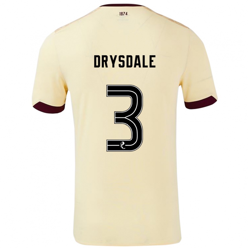 Kids Football Ethan Drysdale #3 Cream Burgundy Away Jersey 2024/25 T-Shirt Uk