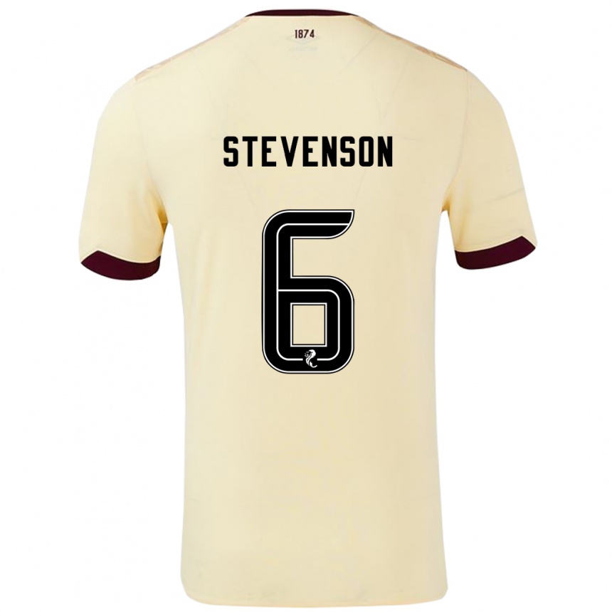 Kids Football Gus Stevenson #6 Cream Burgundy Away Jersey 2024/25 T-Shirt Uk