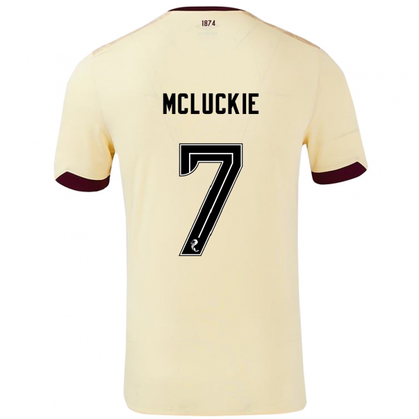 Kids Football Bobby Mcluckie #7 Cream Burgundy Away Jersey 2024/25 T-Shirt Uk